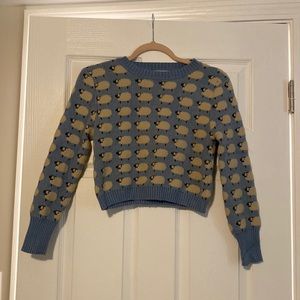 princess Diana crop blue sheep sweater